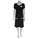Chanel black cashmere dress with pearls