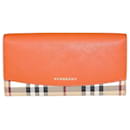 Vibrant Orange Haymarket Check Flap Continental Wallet - Burberry