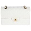 Chanel White Quilted Caviar Small Classic lined Flap Bag