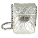Chanel Silver Metallic Aged Calfskin Quilted 2.55 Reissue Phone Case