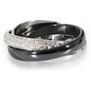 Cartier Trinity Ring with Ceramic & Diamond in 18K white gold 0.45 ctw