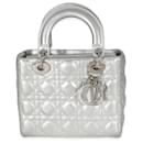 Christian Dior Silver Grained calf leather Cannage Small Lucky Badges My Lady Dior