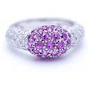 White gold Diamonds - Pink sapphires ring. - Autre Marque