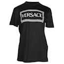 T-Shirt mit Versace-Logo-Print aus schwarzer Baumwolle