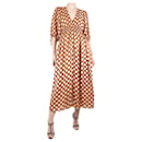 Brown polka-dot shirred midi dress - size UK 10 - Zimmermann