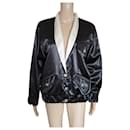 Chanel Bomber jacket in black satin with white collar Spring-Summer 2021