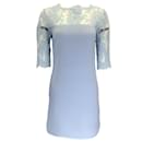 Olivine Gabbro Light Blue Lace and Crepe Dress - Autre Marque