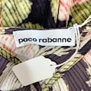 Paco Rabanne Brown / Blusa rosa con cuello en V y estampado floral de rosas en técnicas mixtas de seda y terciopelo rosa