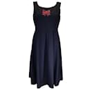 Comme des Garcons Girl Navy Blue Crystal Embellid Bow Detail Robe midi sans manches - Comme Des Garcons