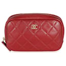 Chanel Red Quilted Lambskin Small Curvy Pouch Cosmetic Case