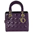 Christian Dior Purple Cannage Patent Medium Lady Dior