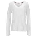 Womens Rib Knit V Neck Relaxed Fit Jumper - Tommy Hilfiger