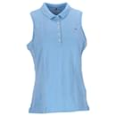 Tommy Hilfiger Damen-Poloshirt aus ärmelloser Stretch-Baumwolle in schmaler Passform aus hellblauer Baumwolle