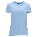 Tommy Hilfiger Womens Slim Fit Stretch Cotton Polo in Light Blue Cotton