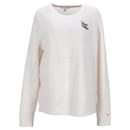 Tommy Hilfiger Womens Logo Embroidery Crew Neck Jumper in White Nylon