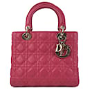 Dior Cannage em pele de cordeiro rosa médio Lady Dior