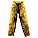 Jean Marina Sitbon für Kamosho 90S, Muschel- und schwarze Blumenmuster, gelb und mehrfarbig - Autre Marque