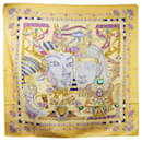 Yellow sphinx print scarf - size - Hermès