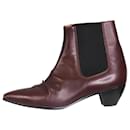 Burgundy boots with gathered detail at toe - size EU 38 - Céline