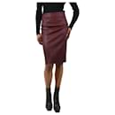 Burgundy leather pencil skirt - size UK 6 - Theory