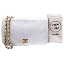 Chanel Timeless Classic Chevron White Single Flap Shoulder Bag