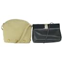Salvatore Ferragamo Shoulder Bag Leather 2Set Green Beige Auth bs11482