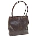 CHANEL Shoulder Bag Leather Brown CC Auth bs11585 - Chanel