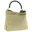 GUCCI Bamboo Hand Bag Nylon Beige 001 1577 Auth bs11539 - Gucci
