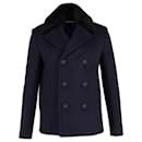 Balenciaga Double-Breasted Coat in Navy Blue Wool