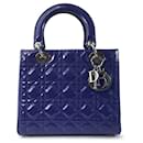 Dior Azul Médio Patente Cannage Lady Dior