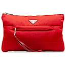 Prada Red Tessuto Bomber Clutch Bag