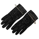 Chanel Black Lambskin CC Chain Link Gloves