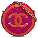 Bolso bandolera rosa con filigrana CC de Chanel