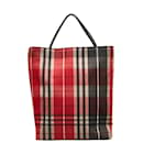 Red Plaid Canvas Tote Bag - Burberry