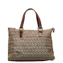 Fendi Zucchino Canvas Zip Tote Canvas Tote Bag in Good condition