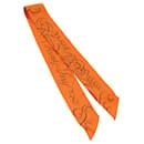 HERMES Twilly Scarf Silk Orange Auth 64174 - Hermès