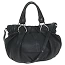 CELINE Hand Bag Leather 2way Black Auth bs11458 - Céline
