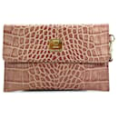 MCM Pochette Clutch Case Bolsa de cosméticos pequena bolsa com aparência de réptil rosa velho