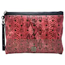 MCM Case Clutch Case Bag Logo Print Reptile Look Pink Pochette Mac Book Air