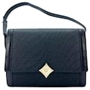 MCM Vintage Leather Shoulder Bag Handbag Bag Dark Blue Satchel Logo