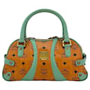 MCM Handbag Boston Bag Cognac Light Turquoise Bag Heritage Handle Bag Logo