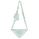 Prada Turquoise Triangle Crystal Embellished Crossbody Bag