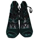 Zapatos de tacón verdes con cordones Loulou de Saint Laurent