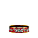 Red Hermes Wide Enamel Bangle Costume Bracelet - Hermès