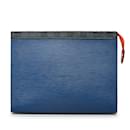 Blue Louis Vuitton Epi Pochette Voyage MM Clutch Bag