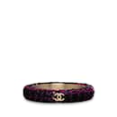 Purple Chanel Tweed CC Logo Bangle Bracelet