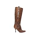 Brown Valentino Knee-High Snakeskin Boots Size 39