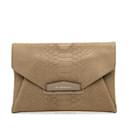 Taupe Givenchy Medium Embossed Antigona Envelope Clutch Bag