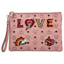 MCM LOVE Patch Pouch Pochette Pink Pink Bag Clutch Case Bag Limited Edition
