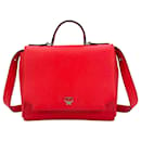 MCM Saffiano Leather Crossbody Bag Red Silver Bag Handbag Shoulder Bag